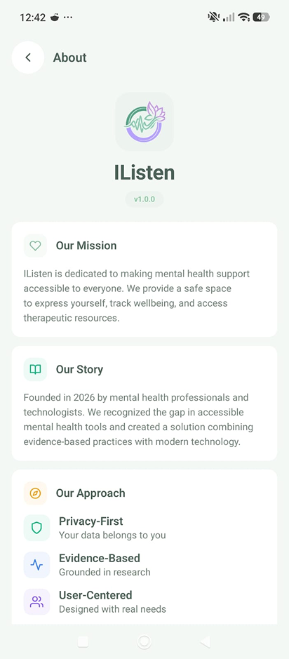 IListen App — AI mental wellness companion